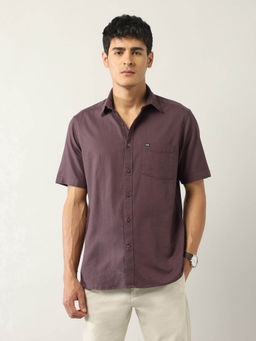 Arrow Sports - Purple Solid Regular Fit Shirt