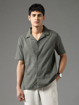 Arrow Sports - Green Solid Relaxed Fit Shirt