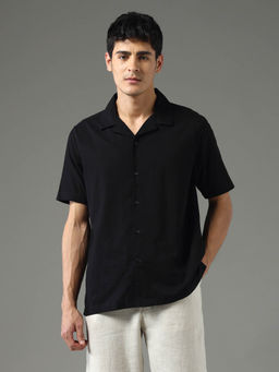 Arrow Sports - Black Solid Relaxed Fit Shirt