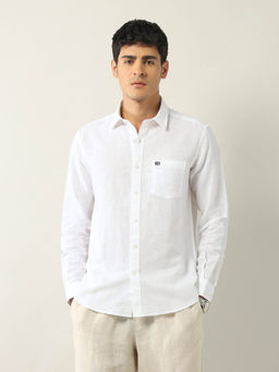Arrow Sports - White Solid Slim Fit Shirt