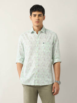 Arrow Sports - Green Floral Slim Fit Shirt