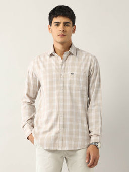Arrow Sports - Beige Checks Slim Fit Shirt