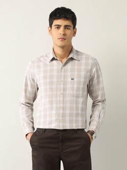 Arrow Sports - Beige Checks Regular Fit Shirt