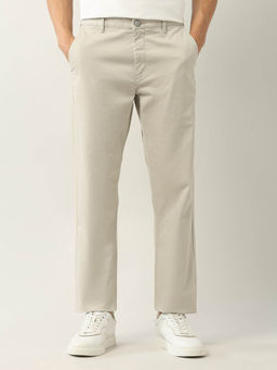 Arrow Sports - Beige Solid Straight Fit Trouser