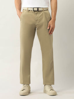 Arrow Sports - Beige Solid Straight Fit Trouser
