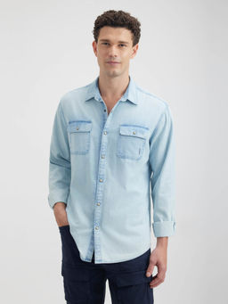 Pepe Jeans - Blue Solid Regular Fit Shirt