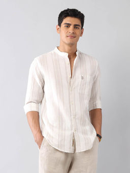 U.S. Polo Assn. Denim Co. - Beige Stripes Regular Fit Shirt