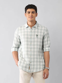 U.S. Polo Assn. Denim Co. - Green Checks Regular Fit Shirt