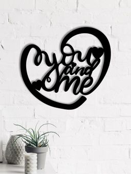 eCraftIndia - "You And Me" Heart Shape Black Wood Wall Art Cut out