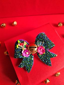 Choko - Santa X-Mas Bow Clip - Green & Gold