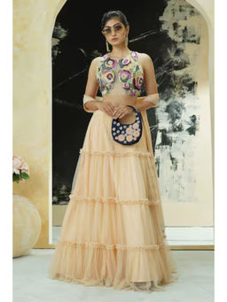 PRITI SAHNI DESIGNS - Multicolour Embroidered Blouse with Lehenga & Dupatta