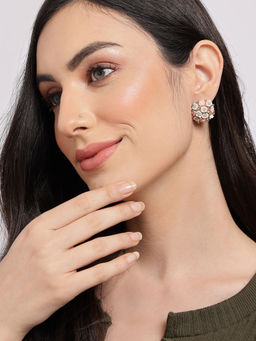 Sohi - Pink White Floral Studs Earrings