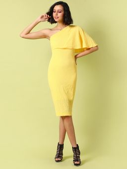 PINACOLADA - Women Textured Stylish Yellow Casual Dresses