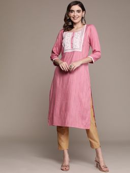 Anubhutee - Women Pink Ethnic Motifs Embroidered Kurta