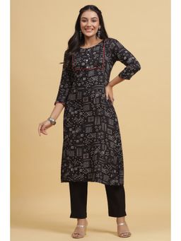 Anubhutee - Women Black Printed A-Line Kurta