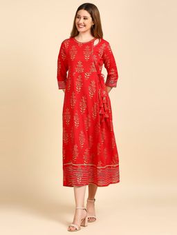 Anubhutee - Women Red Ethnic Motifs Ethnic A-Line Maxi Dress