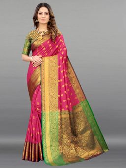 Yavira Silk - Pink Rama Silk Saree with Unstitched Blouse