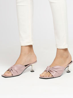 Twenty Dresses by Nykaa Fashion - Purple Square Toe Bow Detail Stiletto Heels