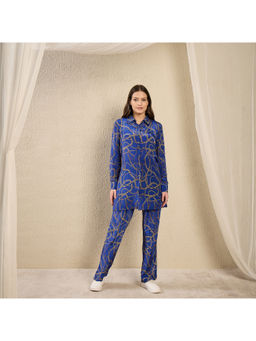 First Resort by Ramola Bachchan - Blue Chain Print Shirt