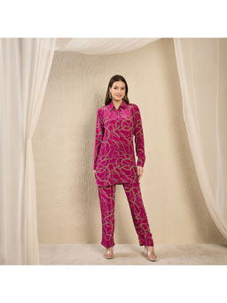 First Resort by Ramola Bachchan - Magenta Chain Print Shirt