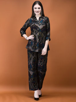 Shree - Women Liva Grey Floral Print Co-Ord (Set of 2)