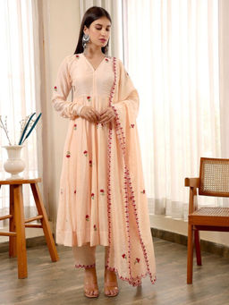 BLACK SCISSOR - Beige Anarkali Kurta with Pant with Dupatta (Set of 3)