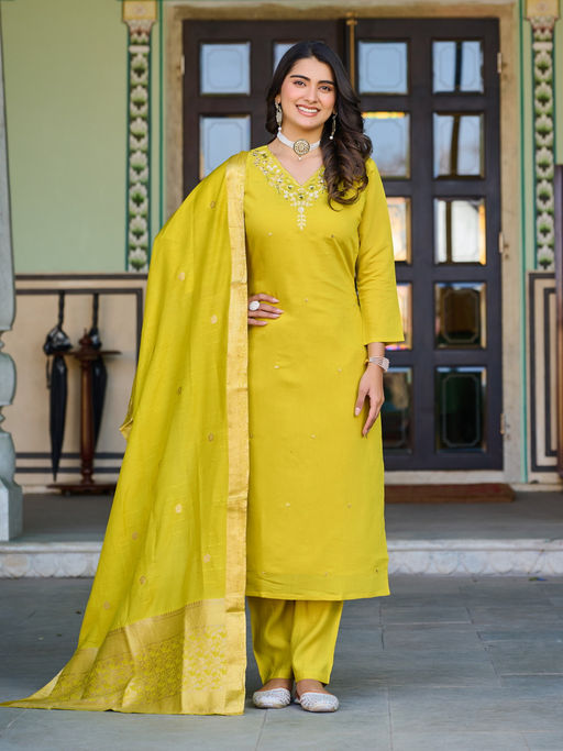 BLACK SCISSOR Green Kurta with Pant with Dupatta (Set of 3)
