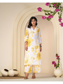 Zolo Label - Yellow White Printed Co-Ord (Set of 2)