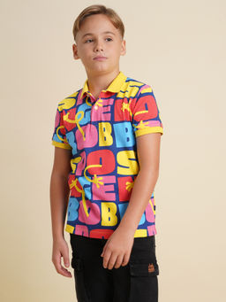 Jack & Jones Junior - Boys Multi-Color Typography Polo T-Shirt
