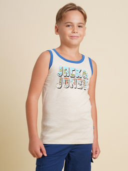 Jack & Jones Junior - Boys Off White Typographic T-Shirt