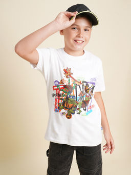 Jack & Jones Junior - Boys White Graphic Printed T-Shirt