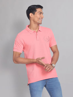 AD By Arvind - Embroidered Logo Solid Polo Shirt Pink