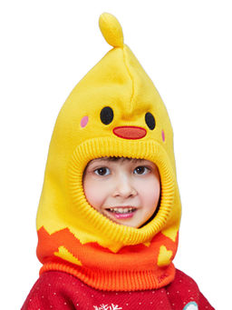Little Surprise Box - Knitted Yellow Duckling Theme Winter Cap Covering Neck Ears & Head