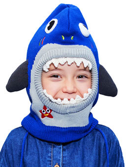 Little Surprise Box - Knitted Starfish Shark Theme Winter Cap Covering Neck Ears & Head