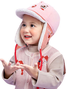 Little Surprise Box - Ear Covering 3D Pink Rabbit Winter Cap for Kids
