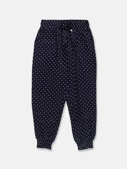 PLUM TREE - Navy Blue Rayon Polka Dot Joggers