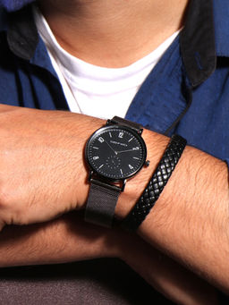 Joker and Witch - Joker & Witch Black Vortex Silver Watch With Bracelet Stack (Set of 2)