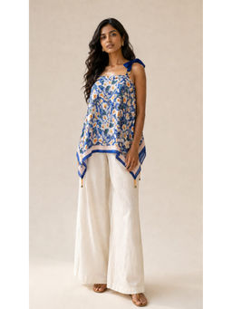 THREE-THREE - Blue Easy Tie Scarf Tunic