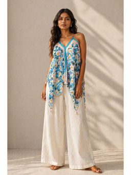THREE-THREE - Blue Sun Muse Two-Tone Scarf Tunic
