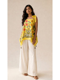 THREE-THREE - Yellow Floral Breeze Scarf Tunic