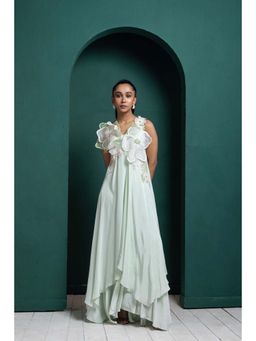 SMRITI - Mint Green Blossom Layered Gown