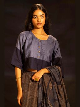 Banana Labs - Illume Liquid Navy Tussar Blouse