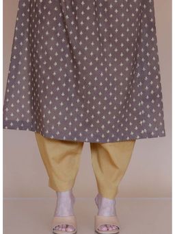 The Indian Ethnic Co. - Tarin Yellow Solid Slub Cotton Afghan Pant