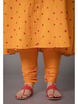 The Indian Ethnic Co. - Miral Yellow Solid Slub Cotton Churidar