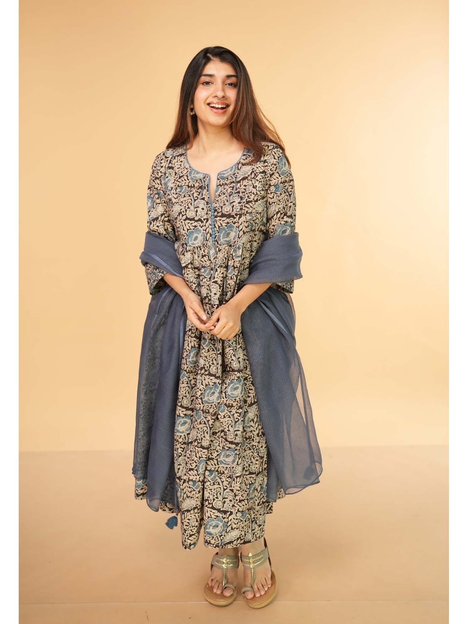 Solid Kota Doria Cotton Indigo Dupatta-picture-16
