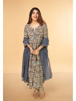 The Indian Ethnic Co. - Solid Kota Doria Cotton Indigo Dupatta