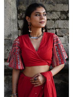 Okhai - Rangeelo Hand-Embroidered Mirrorwork Pure Cotton Wrap Blouse