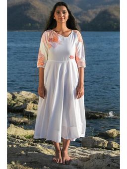 Okhai - Riverside' Pure Cotton Hand Embroidered Mirror Work Dress