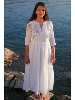 Okhai - Confluence' Pure Cotton Hand Embroidered Mirror Work Dress