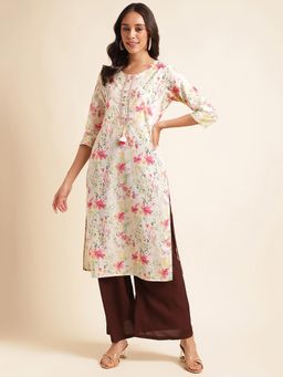 Mesmora - Multi-Color Printed Simple Straight Cut Kurta
